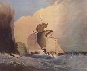 Sailing ships off a rocky coast William Buelow Gould
